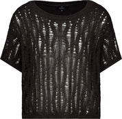 Strick-T-Shirt mt Rundhalsausschnitt