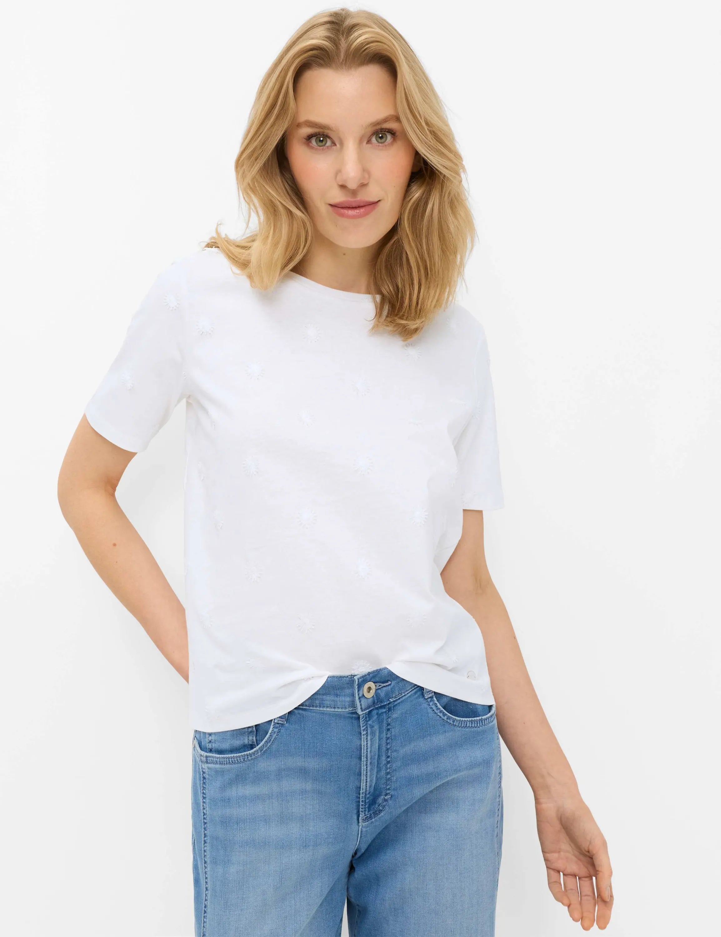Shirt CIRA S mit Blumenstickerei