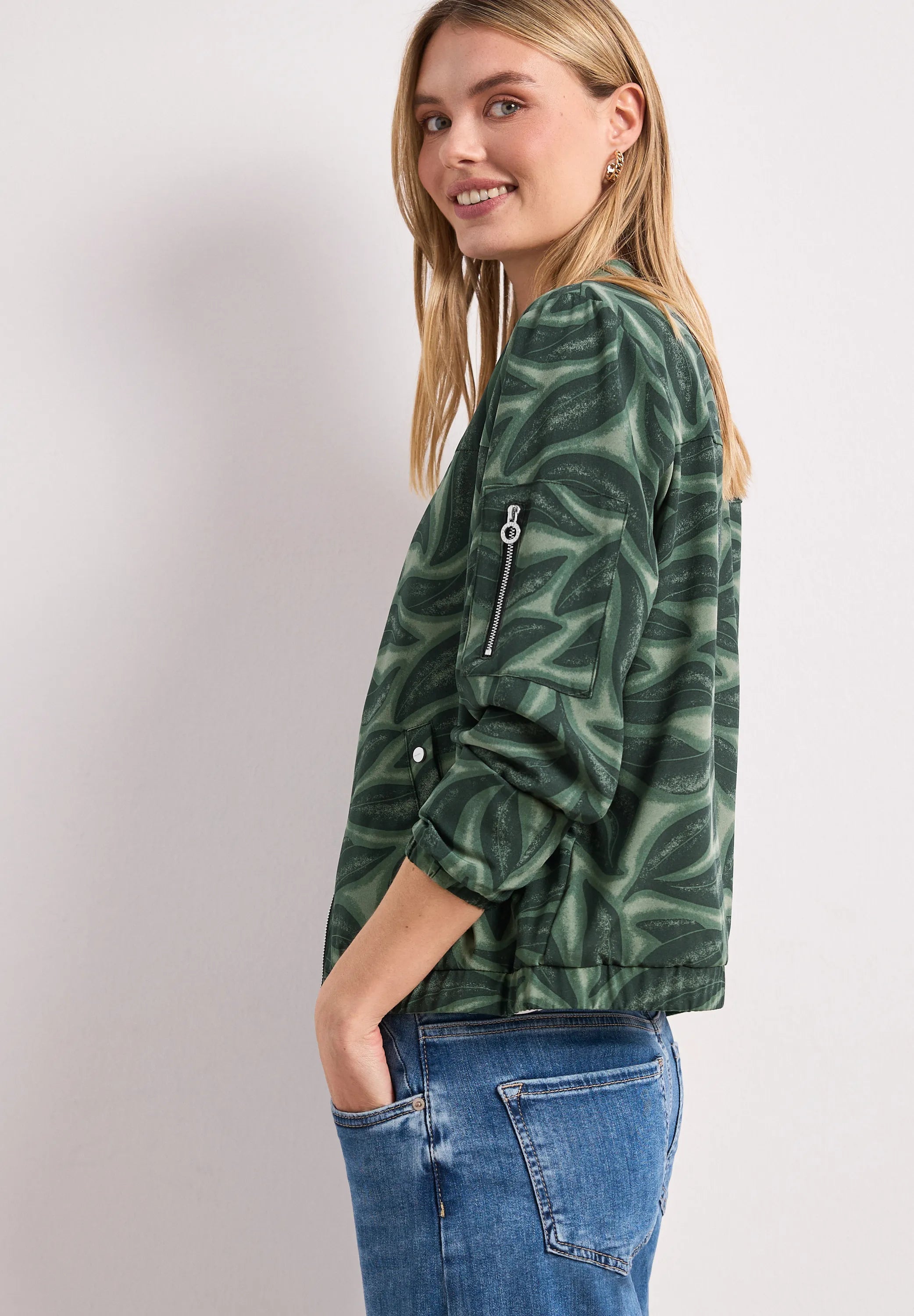 Blouson mit Zipper und Print