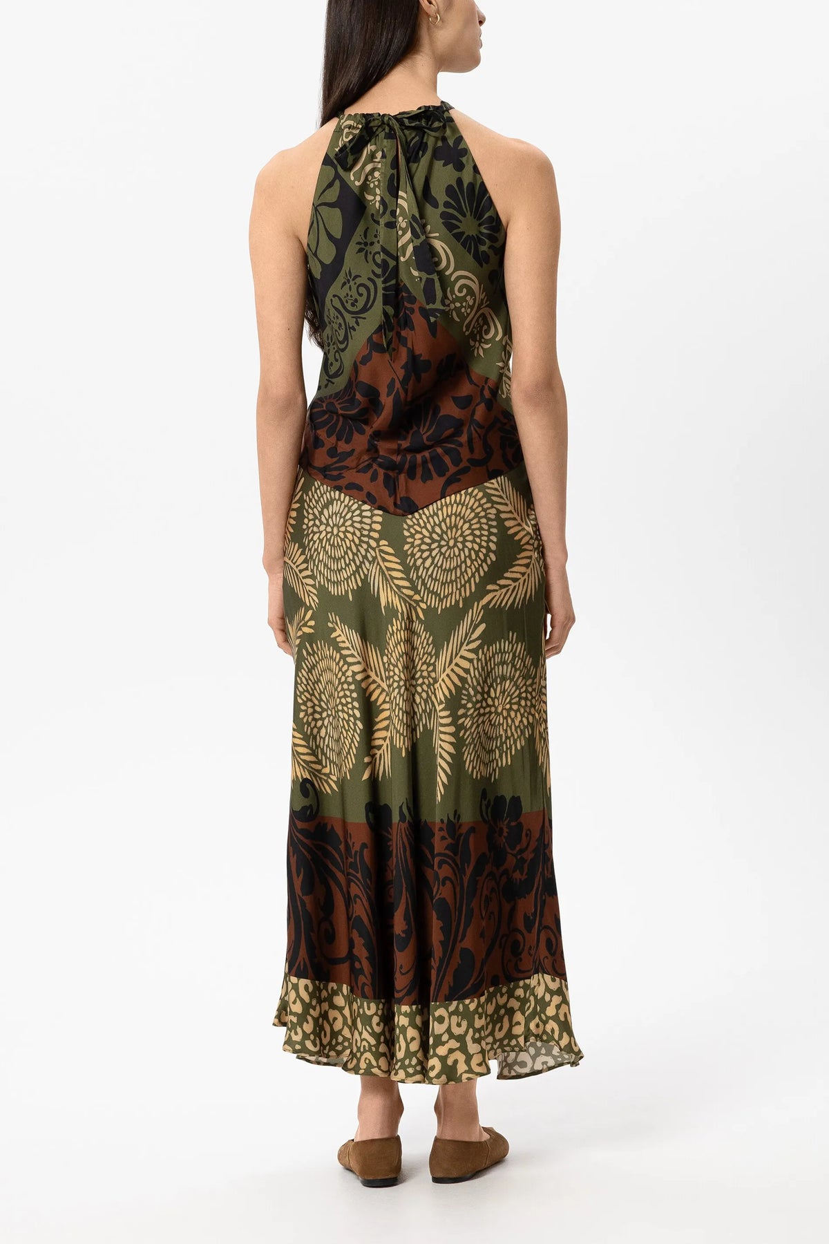 Satinrock Maxi mit Print