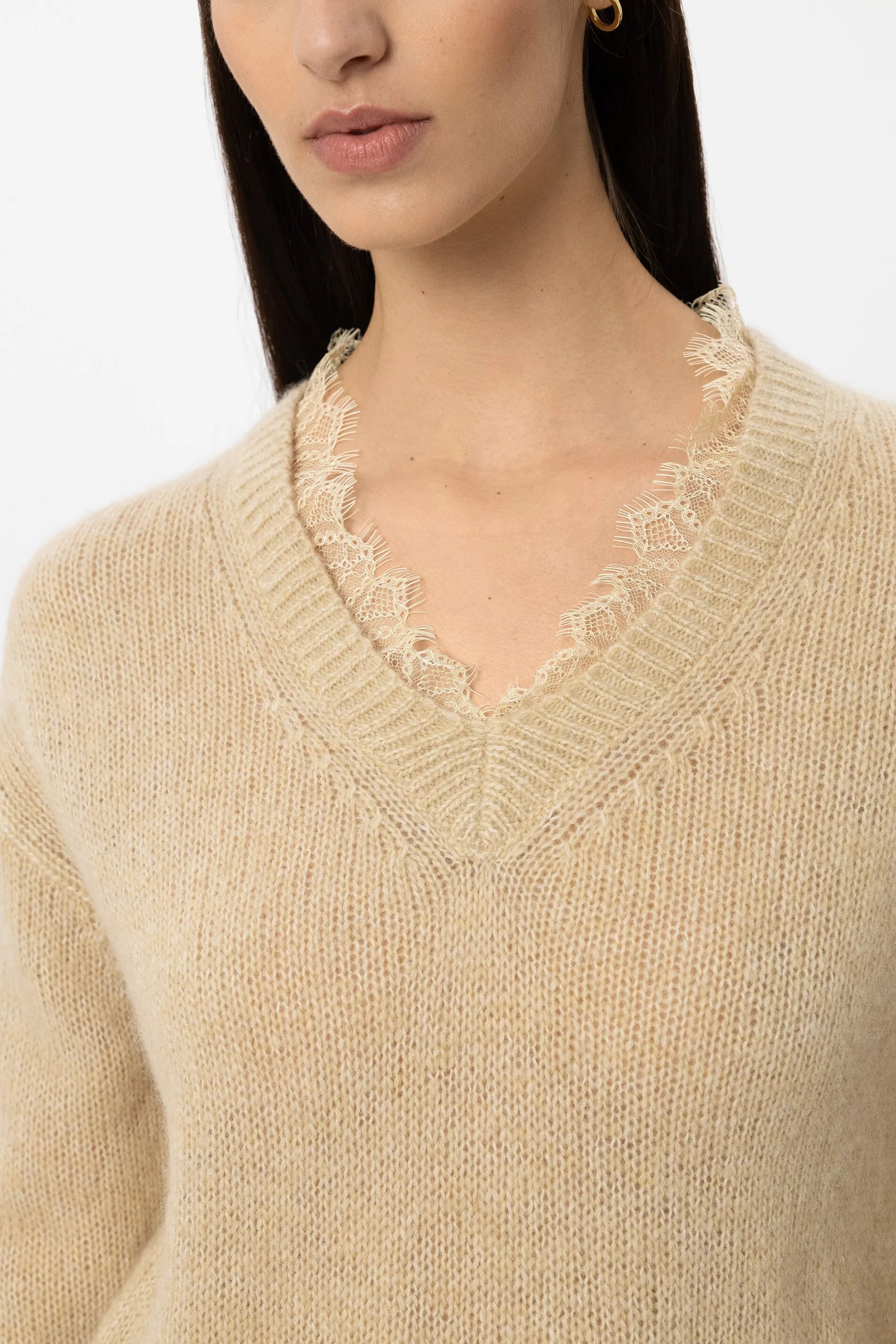 Strickpullover mit V-Ausschnitt
