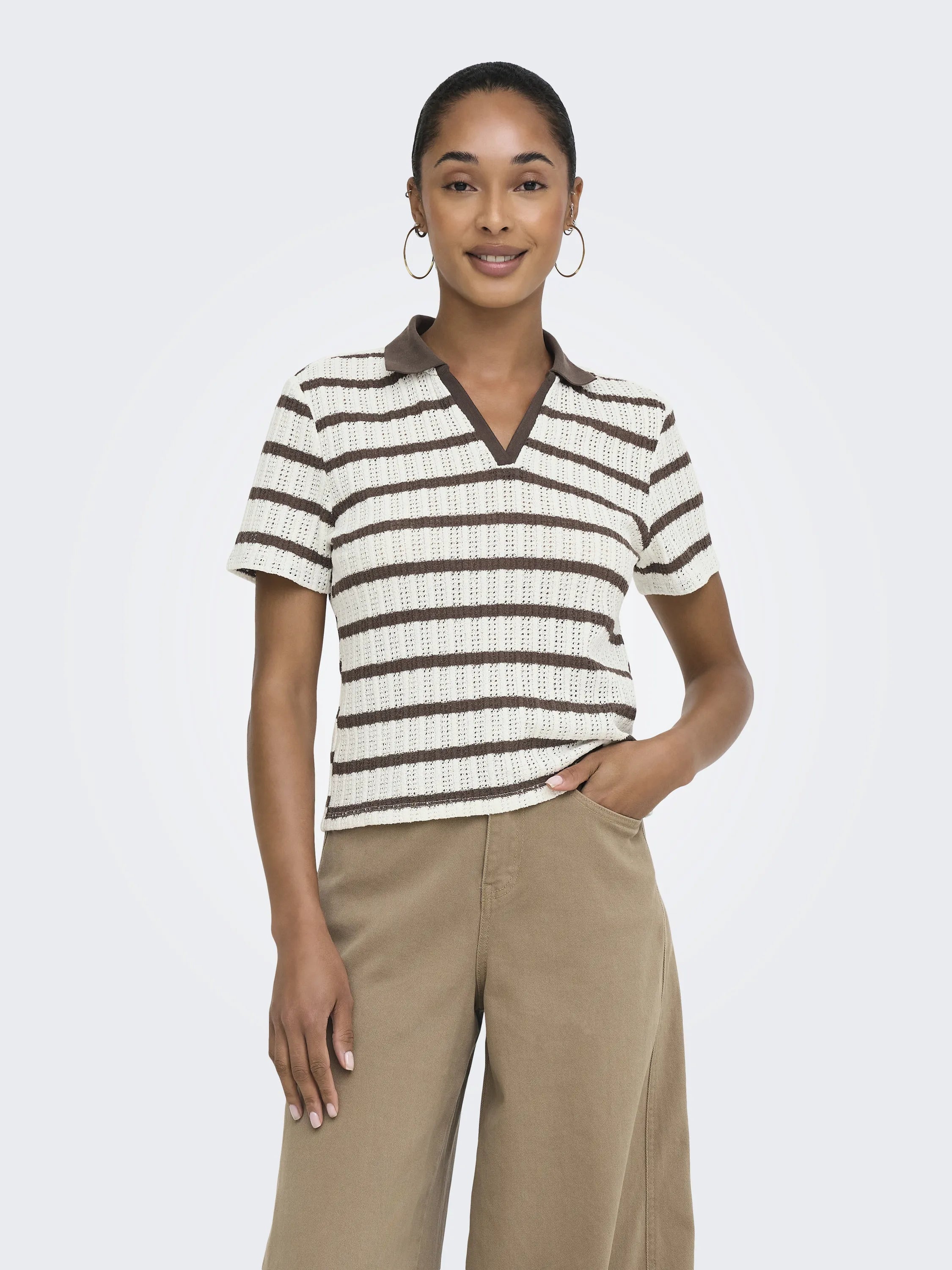 Strick-Poloshirt aus Baumwollmix