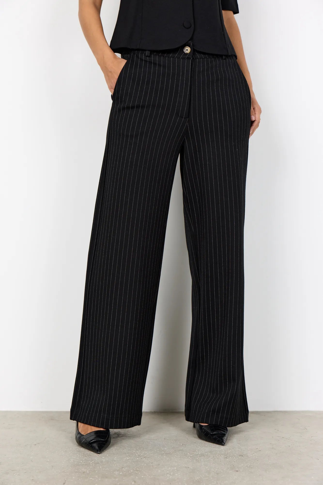 Hose GILL Wide Leg mit Nadelstreifenprint