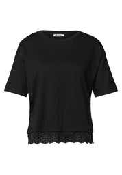 T-Shirt aus Baumwollmix mit Spitze