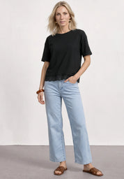 T-Shirt aus Baumwollmix mit Spitze