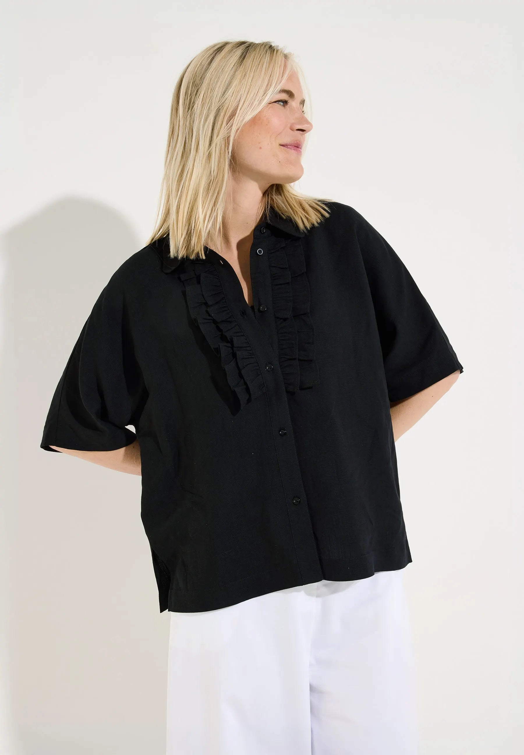 Rüschenbluse aus Viskosemix