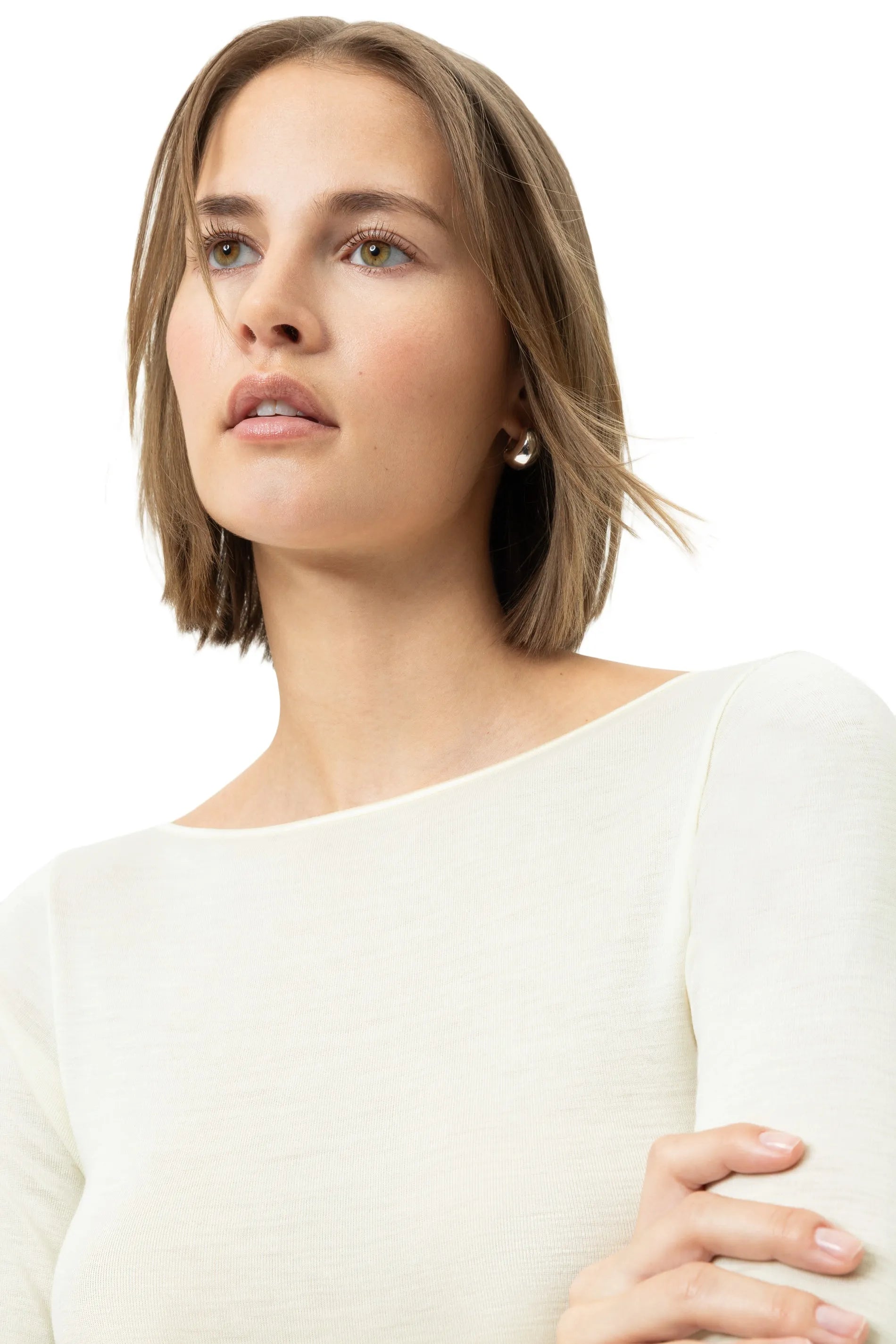Langarmshirt aus Schurwoll-Seide-Mix
