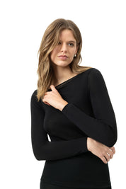 Langarmshirt aus Schurwoll-Seide-Mix