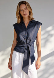 Jeansbluse aus Baumwollmix