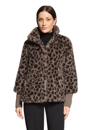 Kunstpelzjacke mit Stehkragen