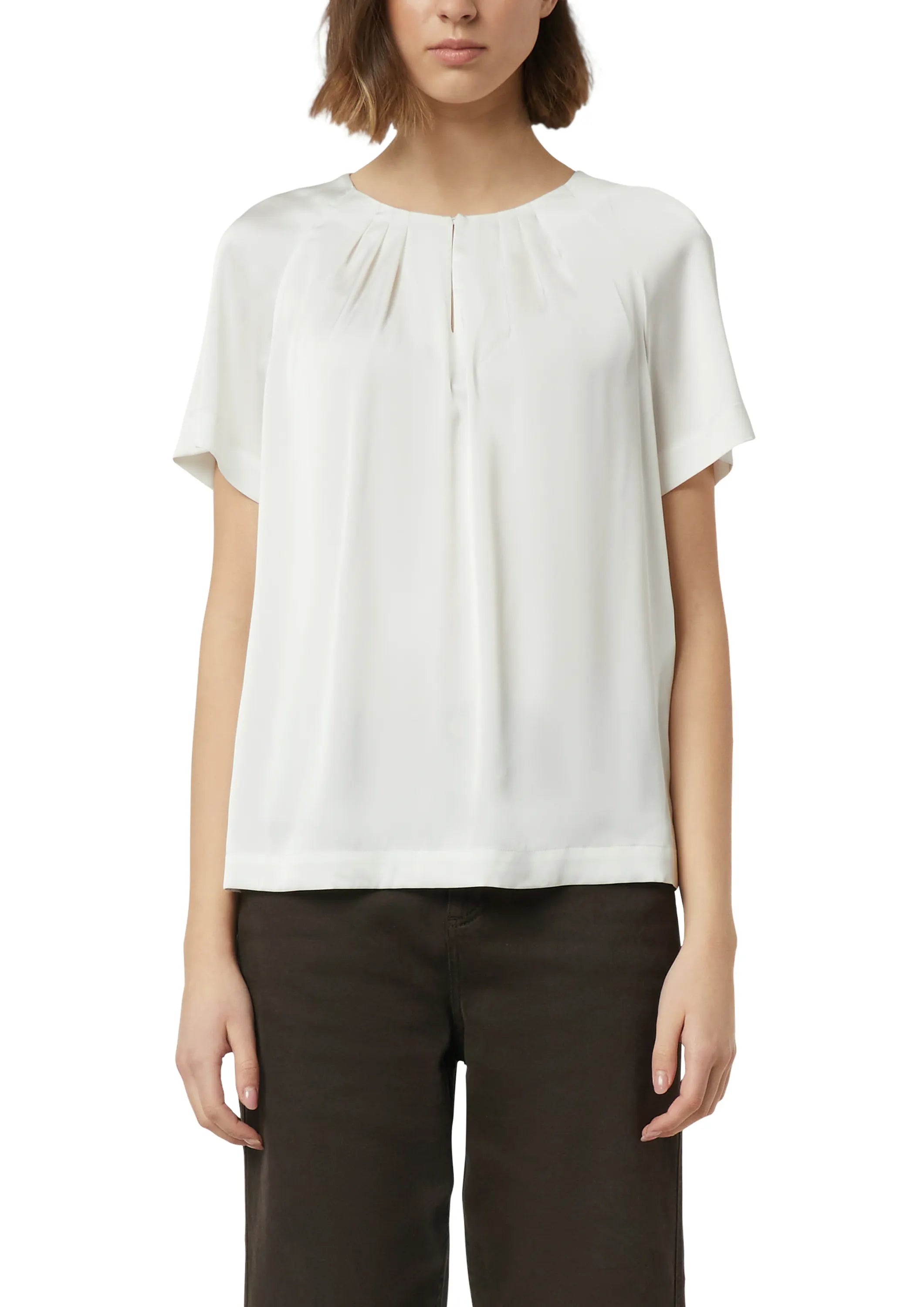 Bluse mit Raffung am Ausschnitt
