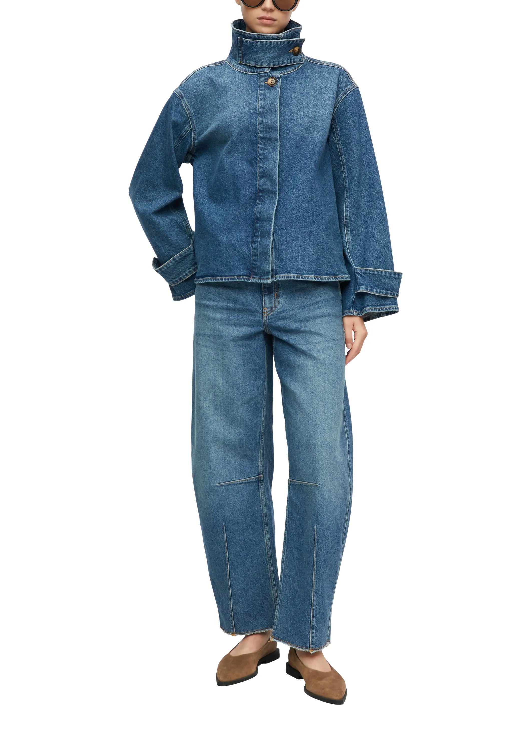 Jeansjacke mit Stehkragen