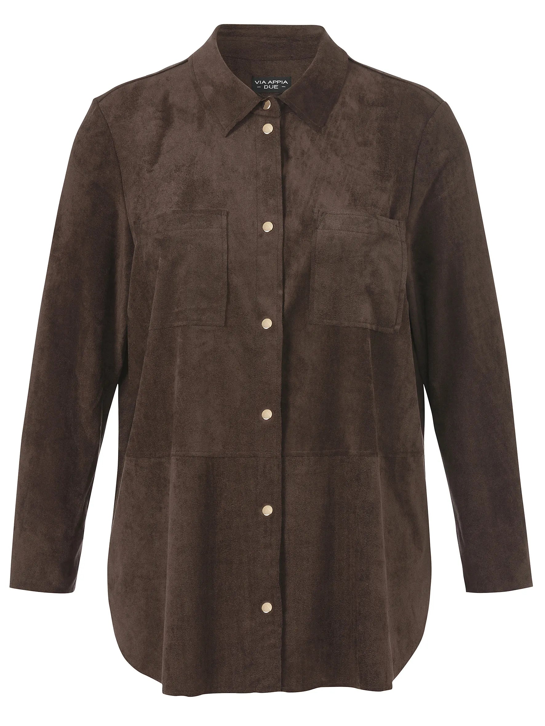 Lange Bluse aus Wildlederoptik