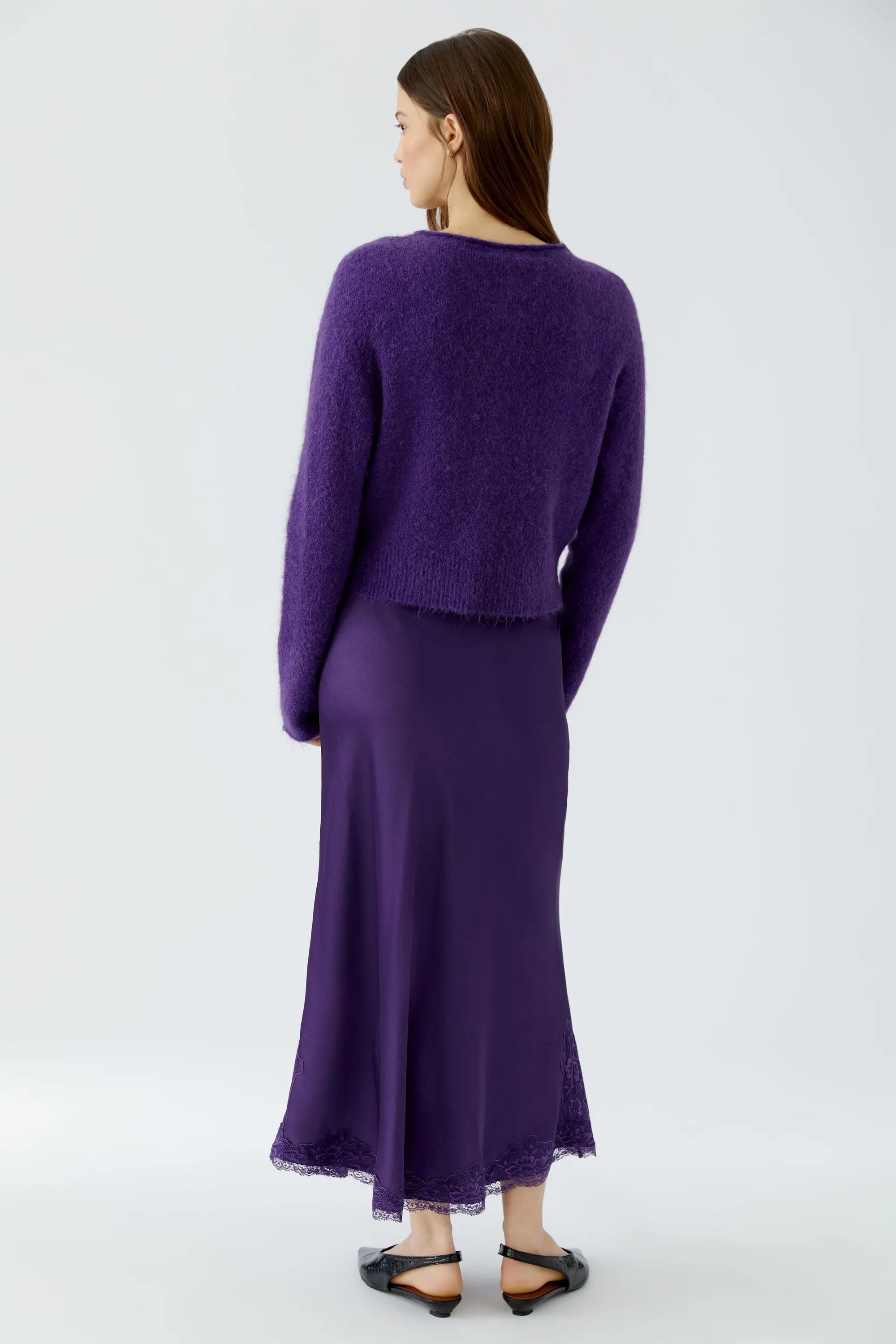 Satinrock Maxi mit Spitze