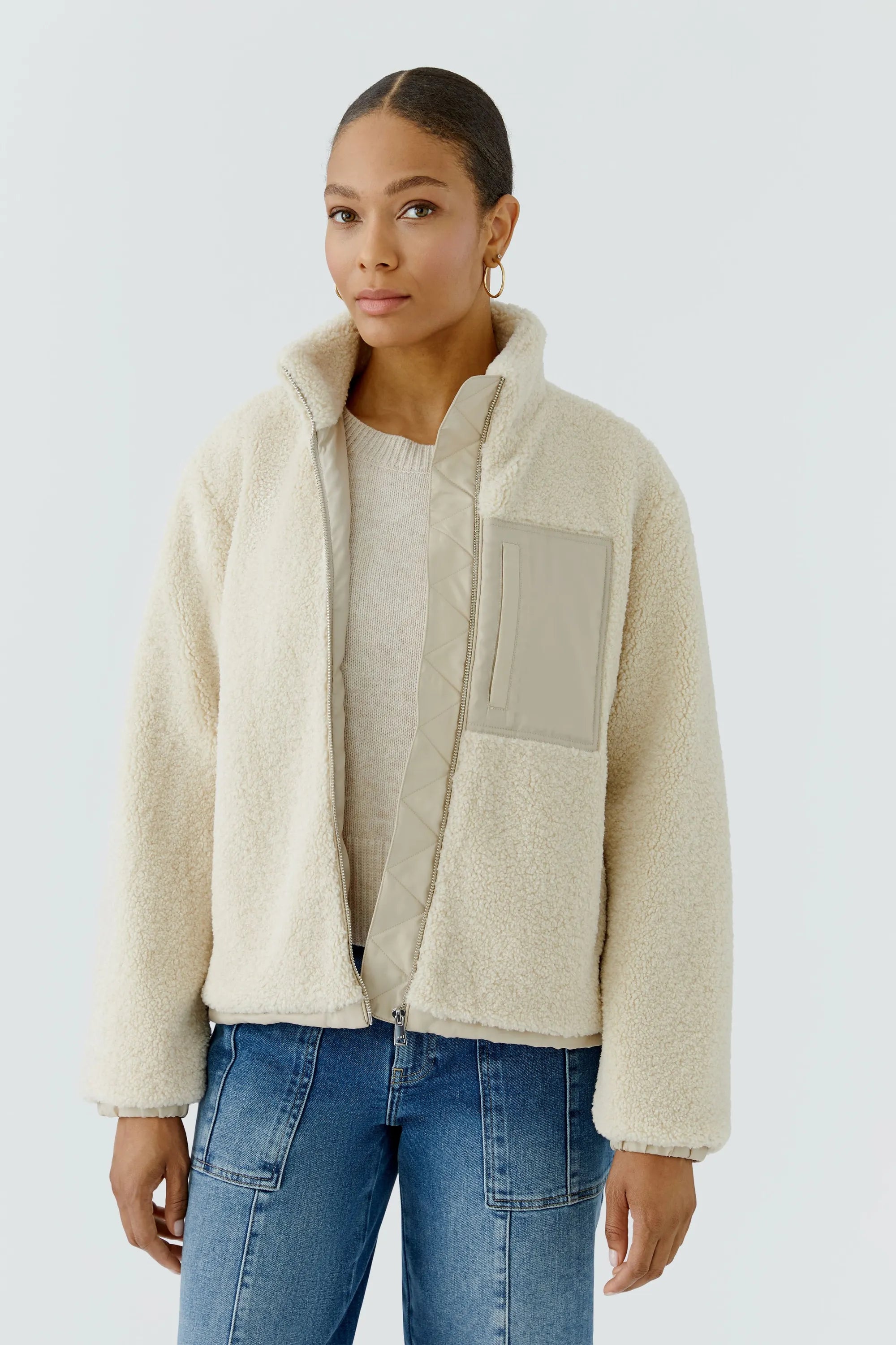 Fleecejacke mit Stehkragen