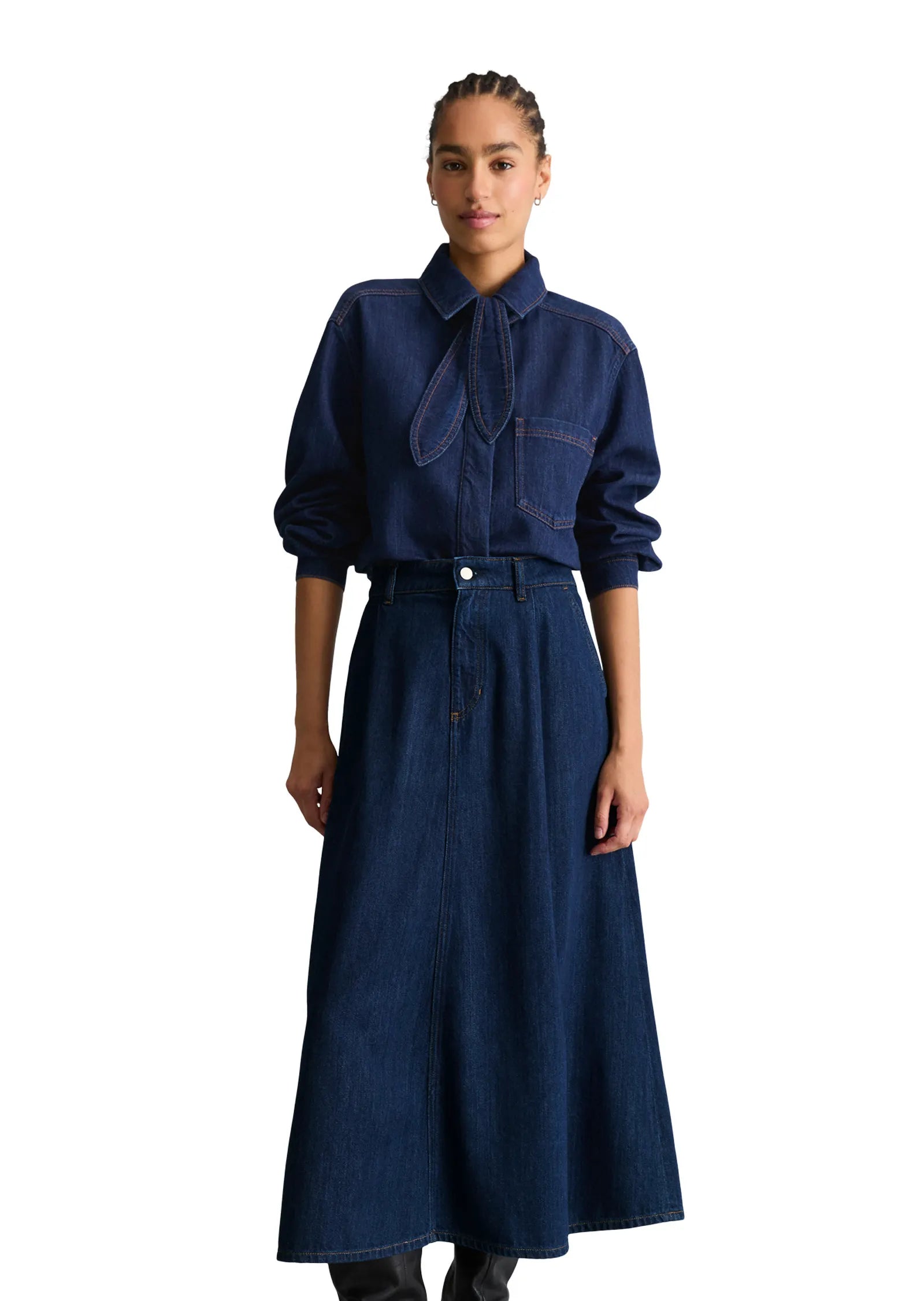 Jeansbluse aus Baumwollmix