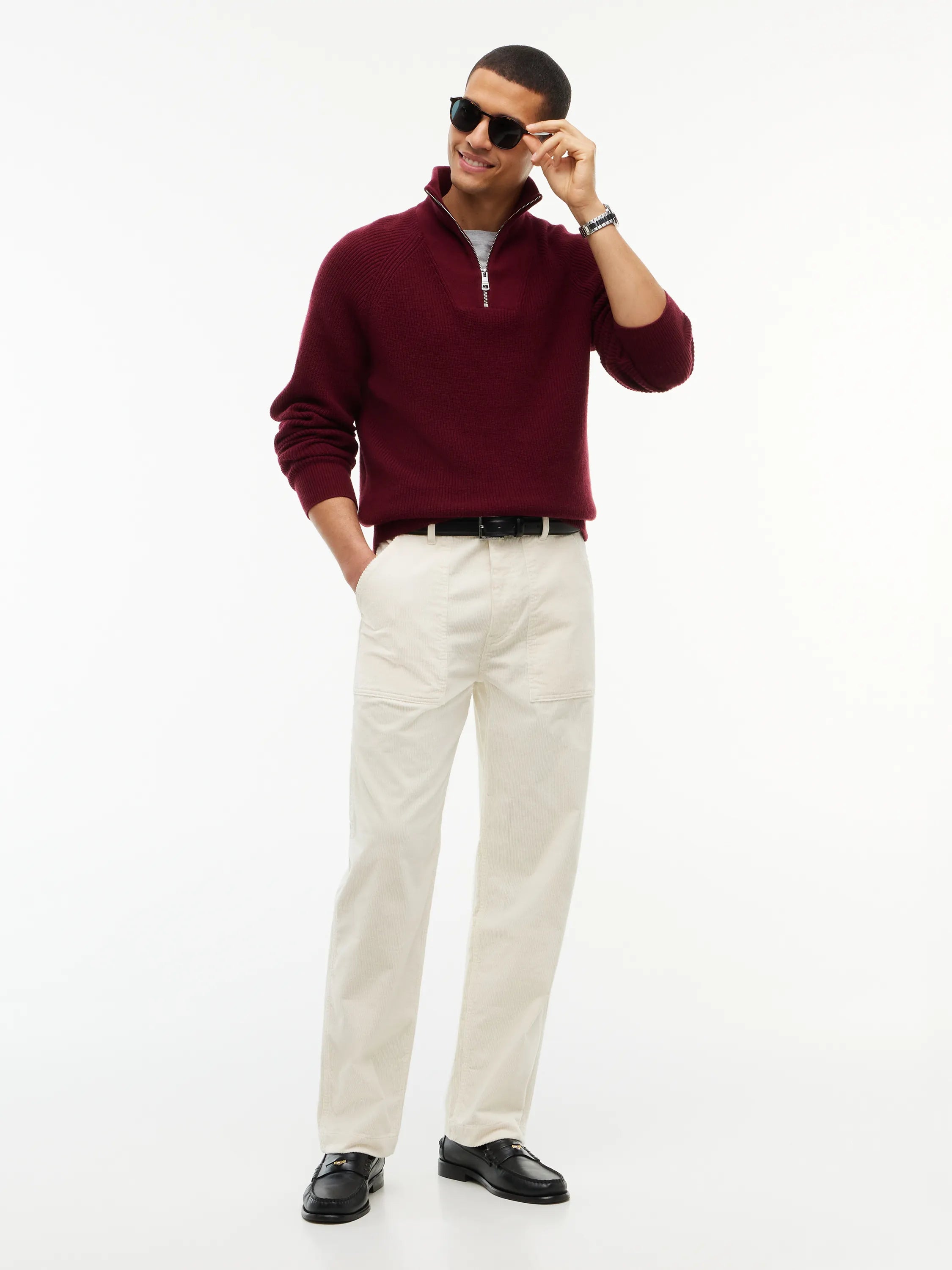 Strickpullover mit Quarter Zip