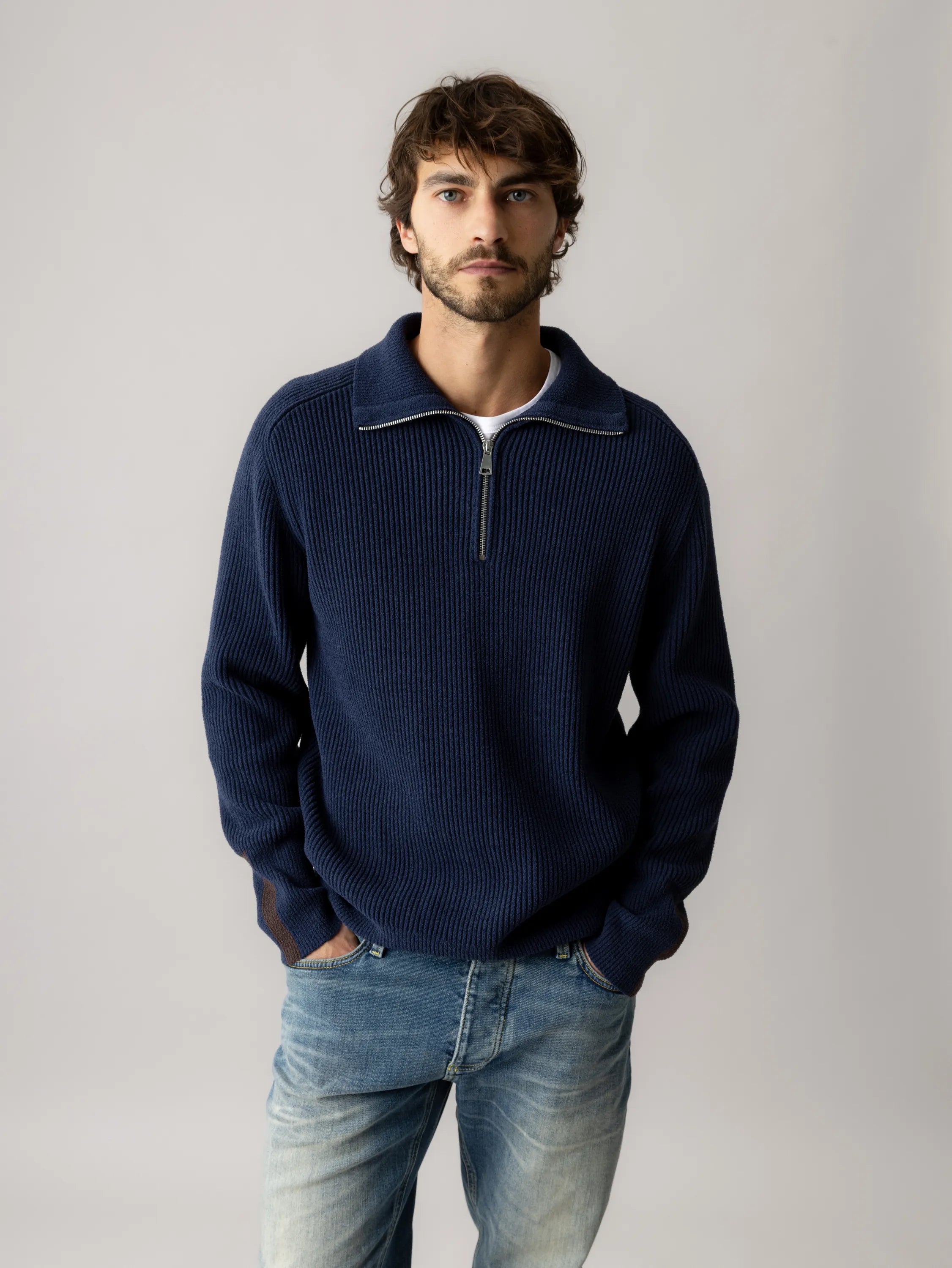 Strickpullover mit Quarter-Zip