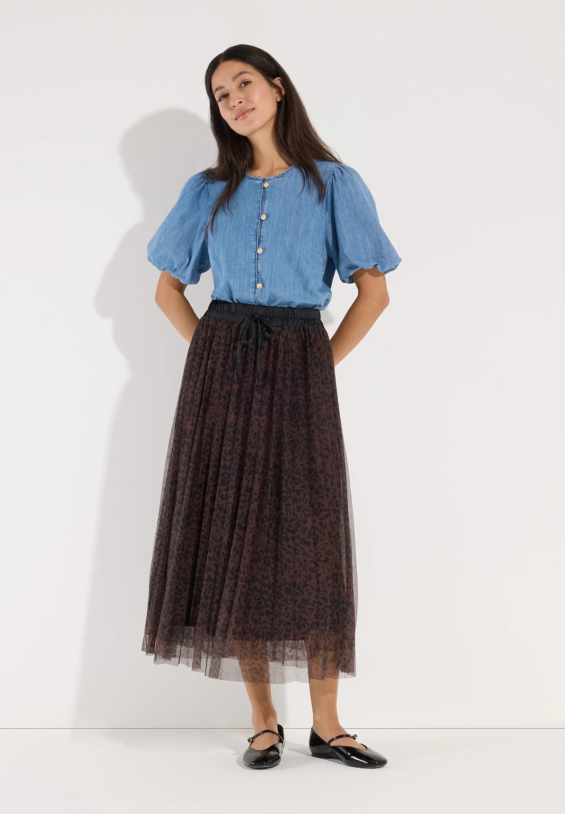 Plisseerock Midi mit Mesh