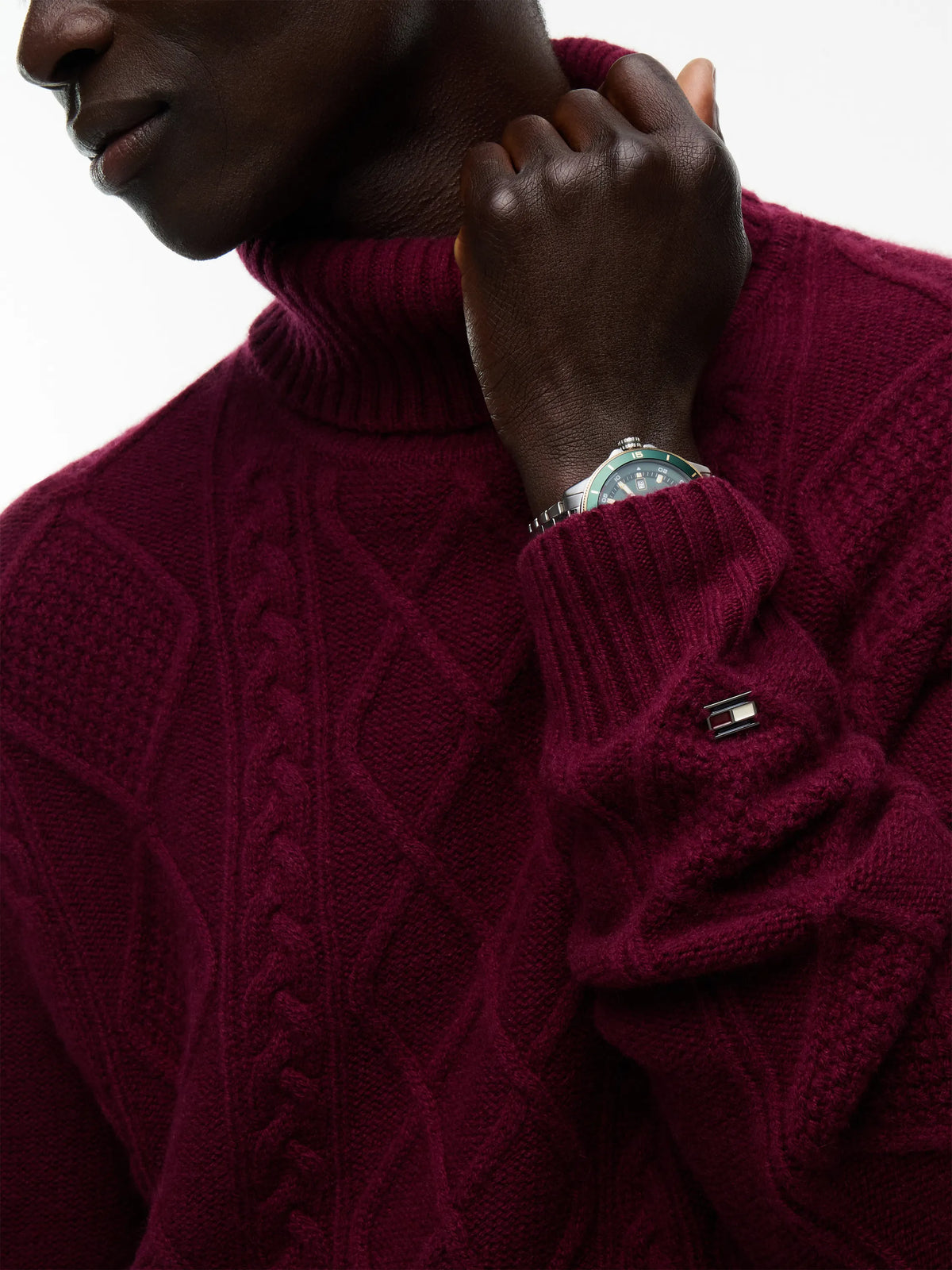 Rollkragenpullover CABLE aus Kaschmir-Mix
