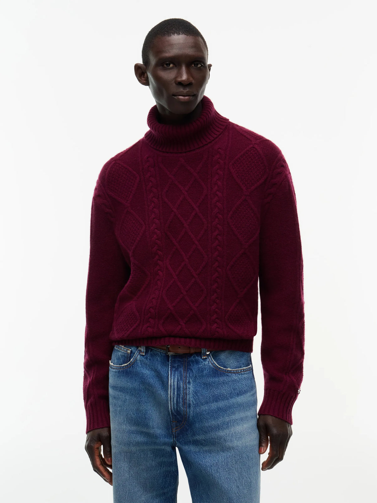 Rollkragenpullover CABLE aus Kaschmir-Mix