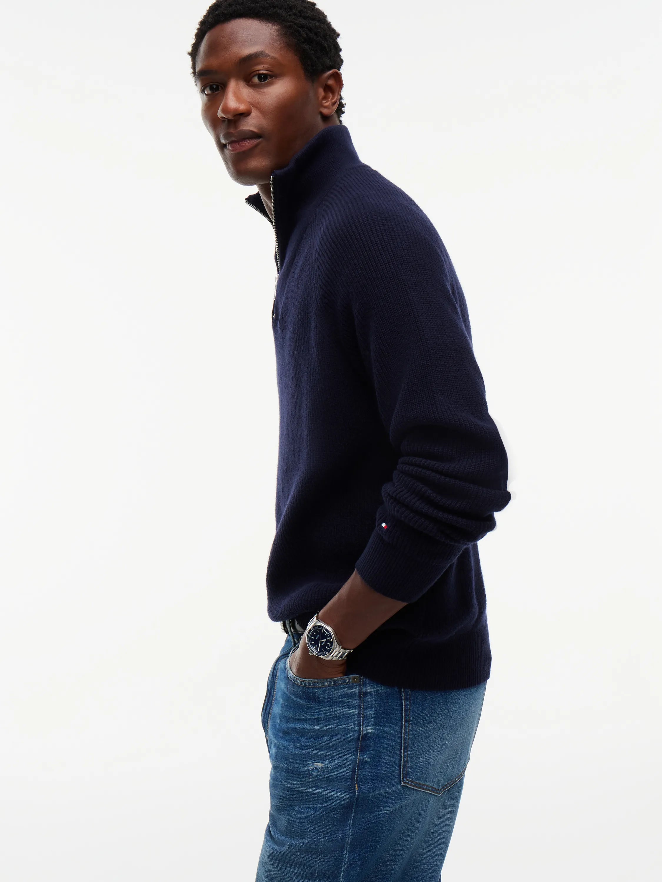 Strickpullover mit Quarter Zip