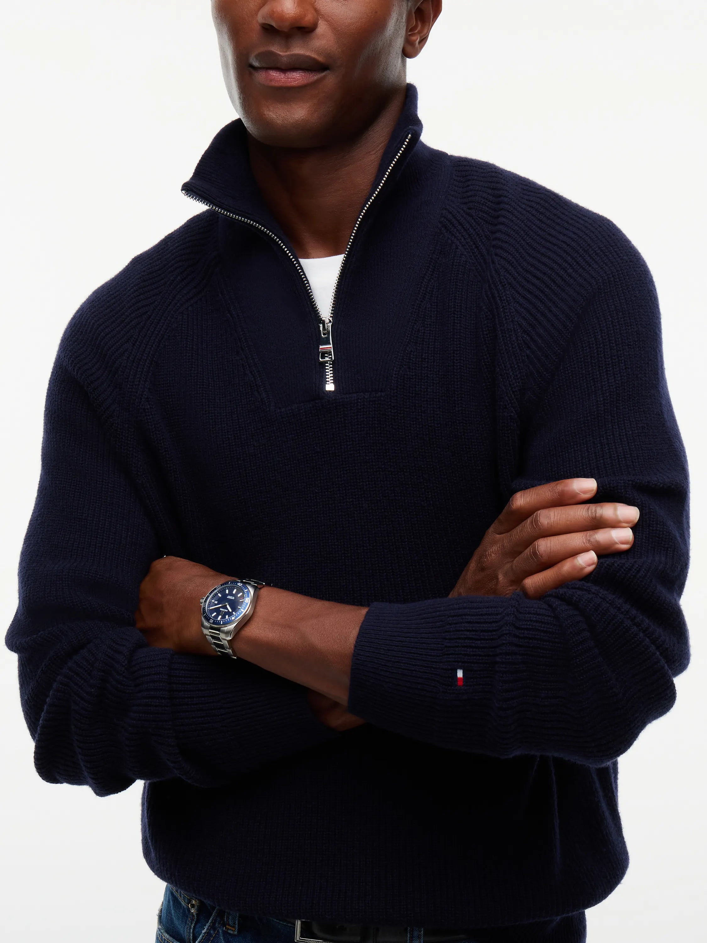 Strickpullover mit Quarter Zip