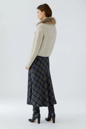 Strickjacke mit abknöpfbarem Kunstfellkragen