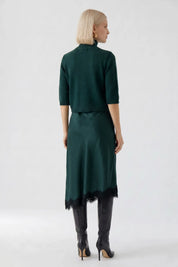 Satinrock Midi mit Spitze