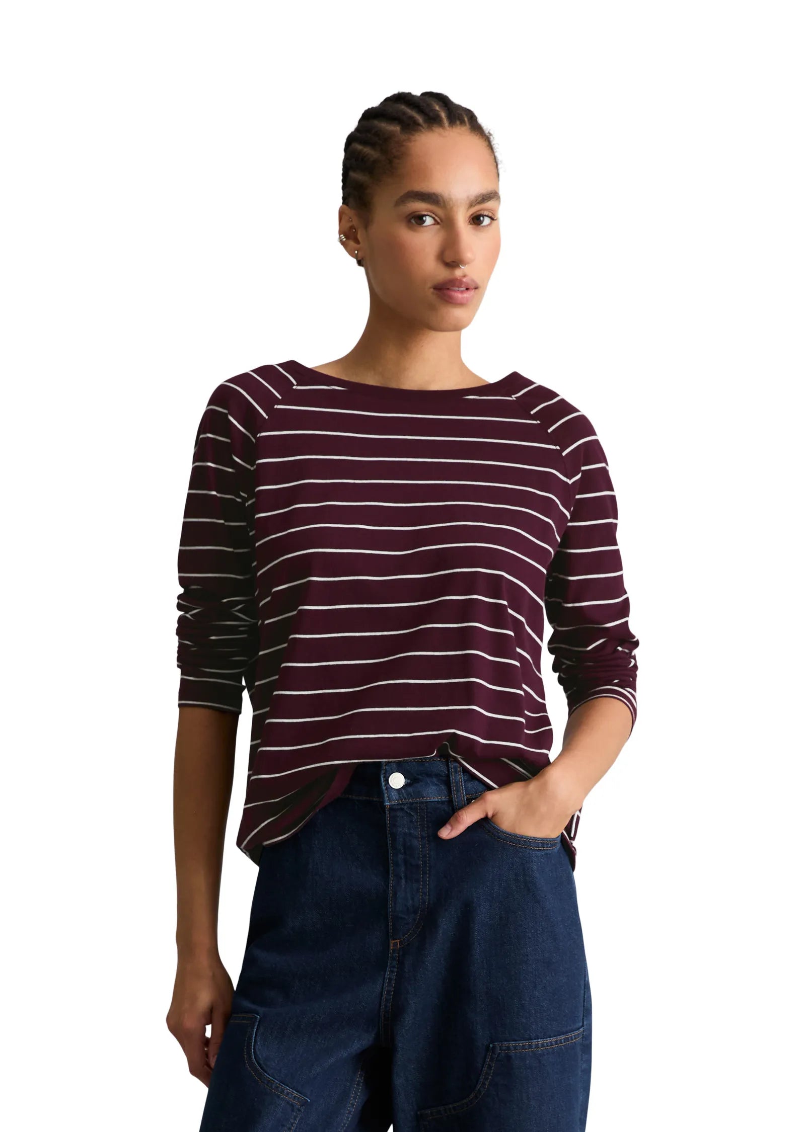Langarmshirt aus Baumwolle gestreift
