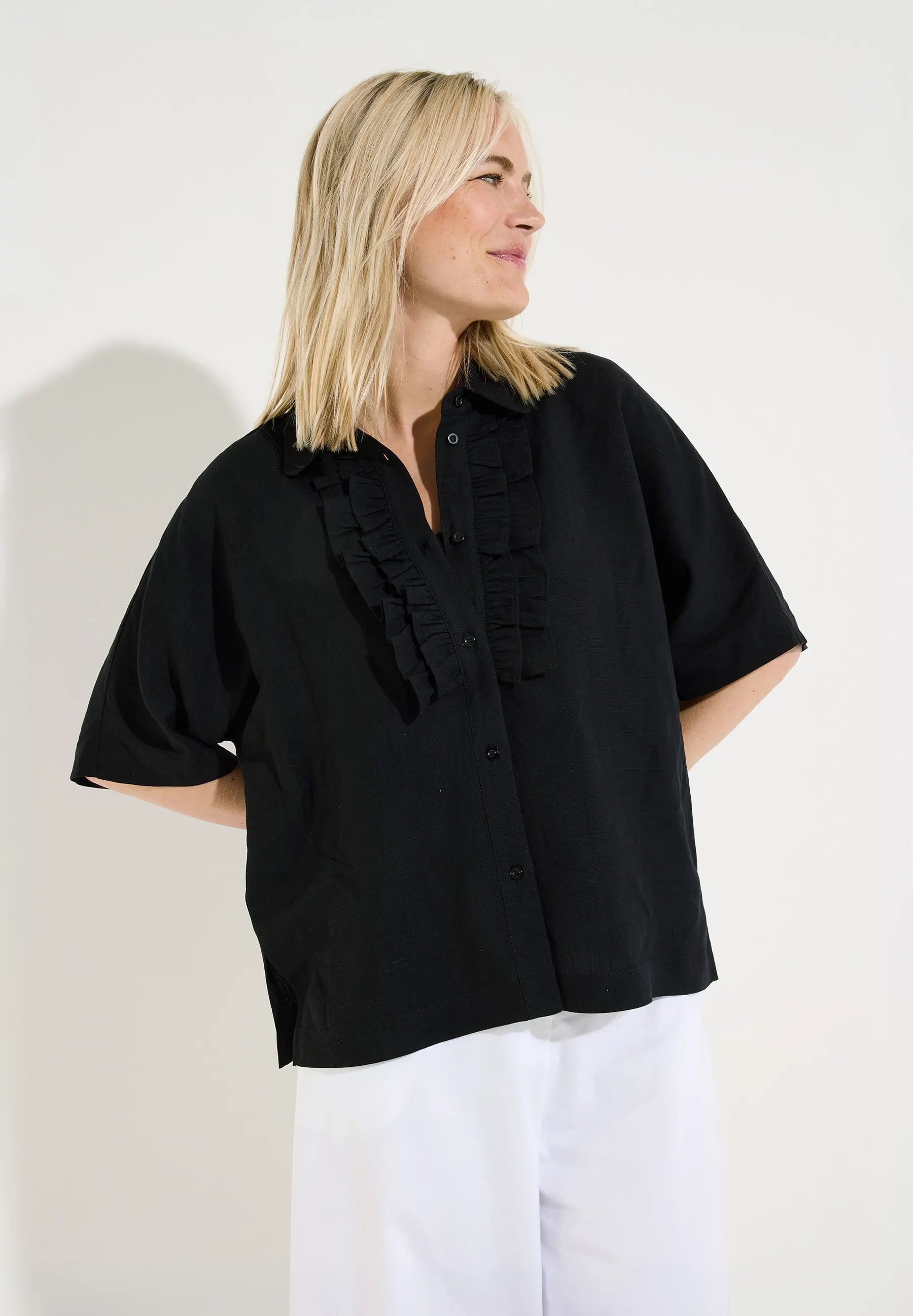Rüschenbluse aus Viskosemix