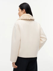 Wolljacke mit Kunstpelz-Kragen