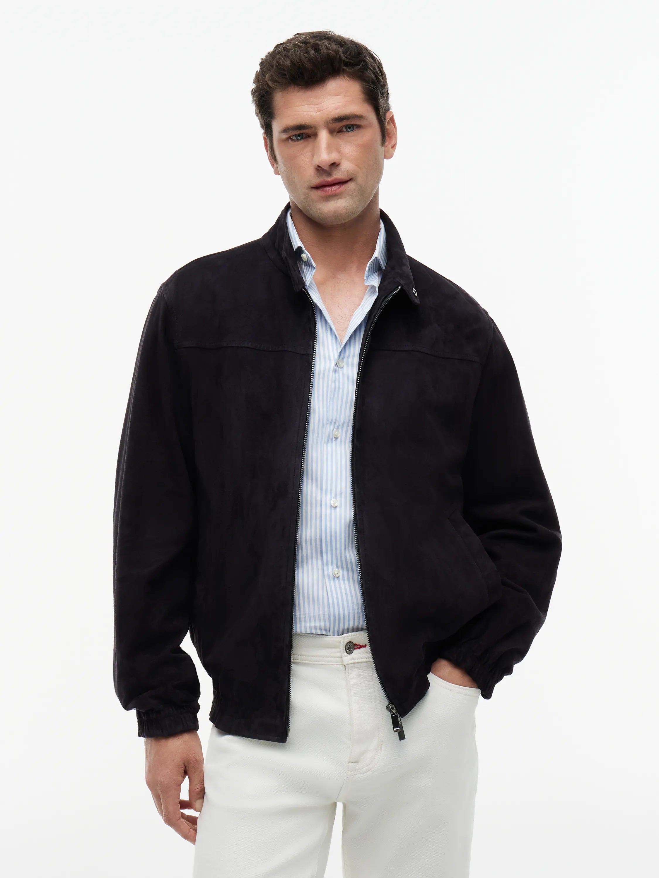 Lederjacke mit Stehkragen