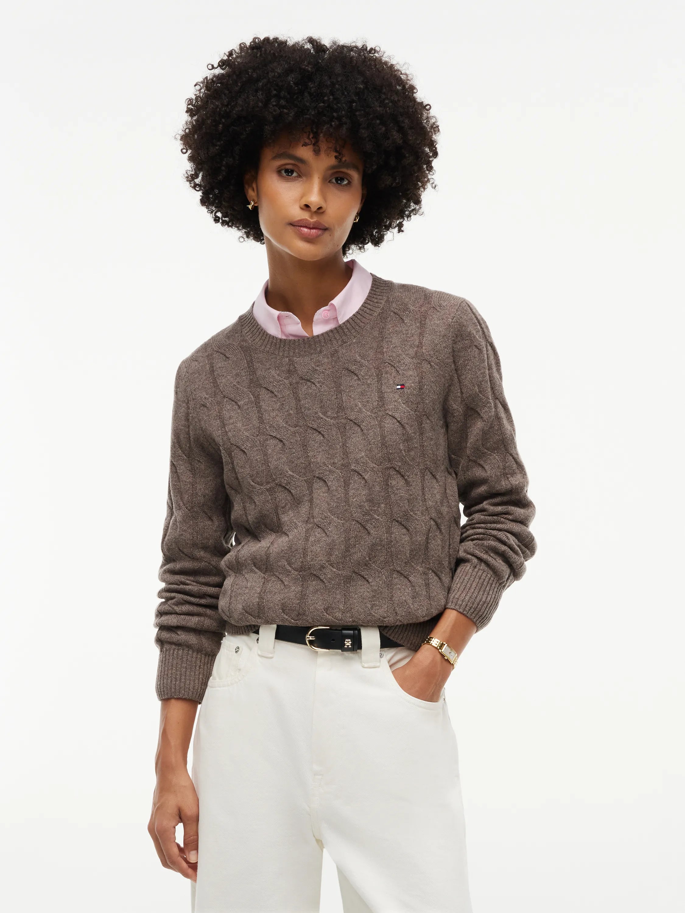 Strickpullover mit Zopfstrickmuster
