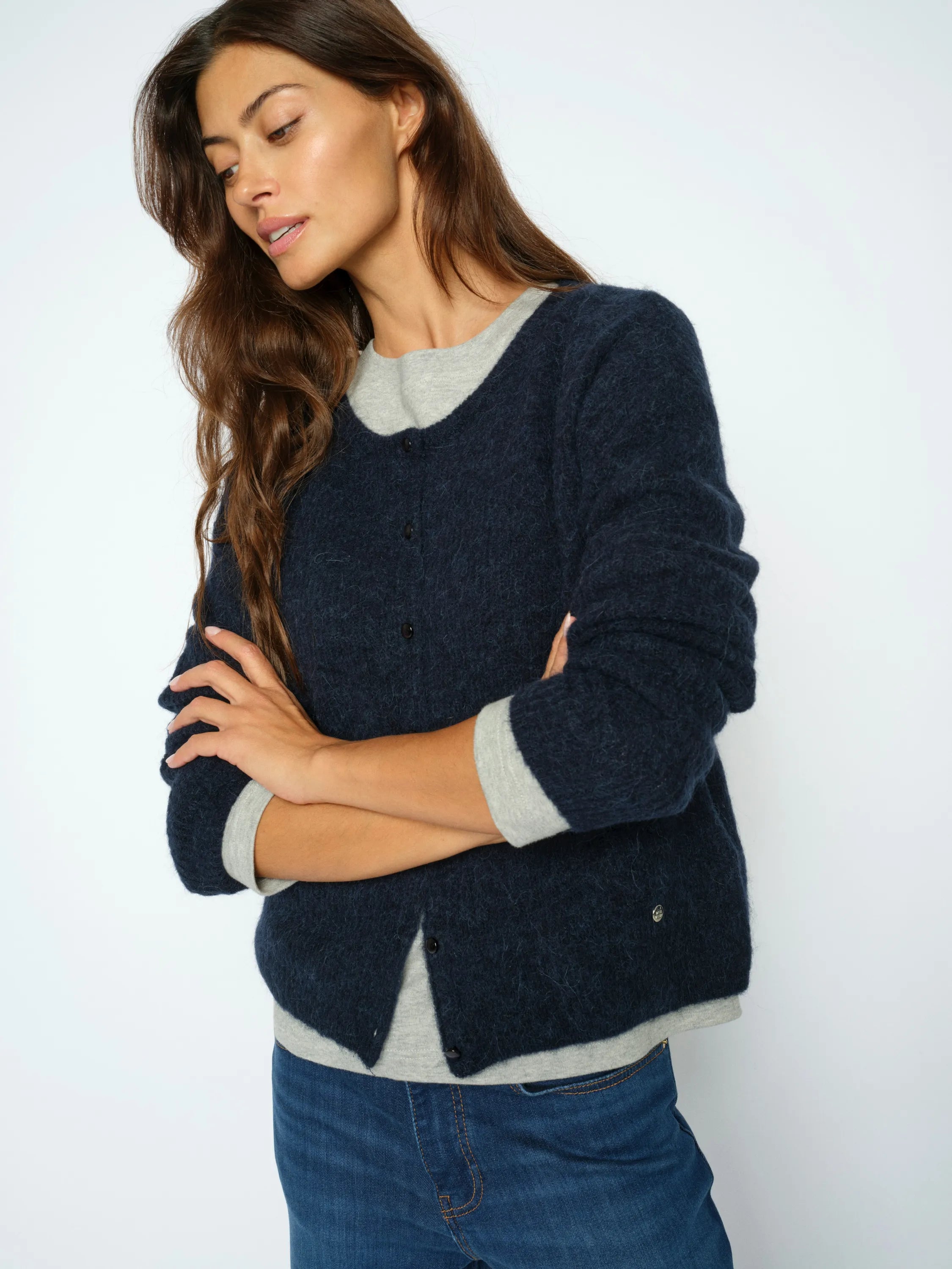 Strickcardigan aus Alpaka-, Wollmix