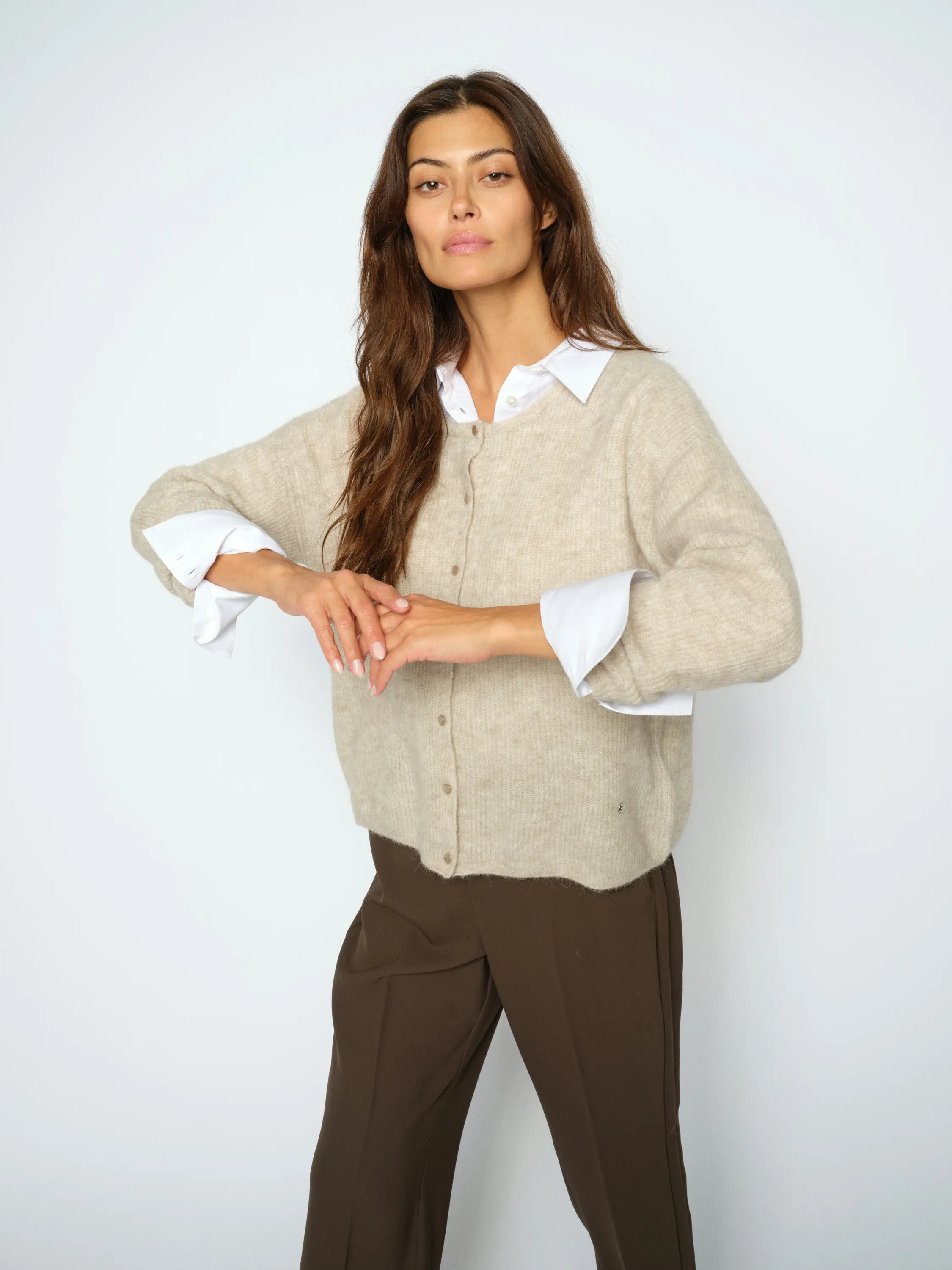 Strickcardigan aus Alpaka-, Wollmix