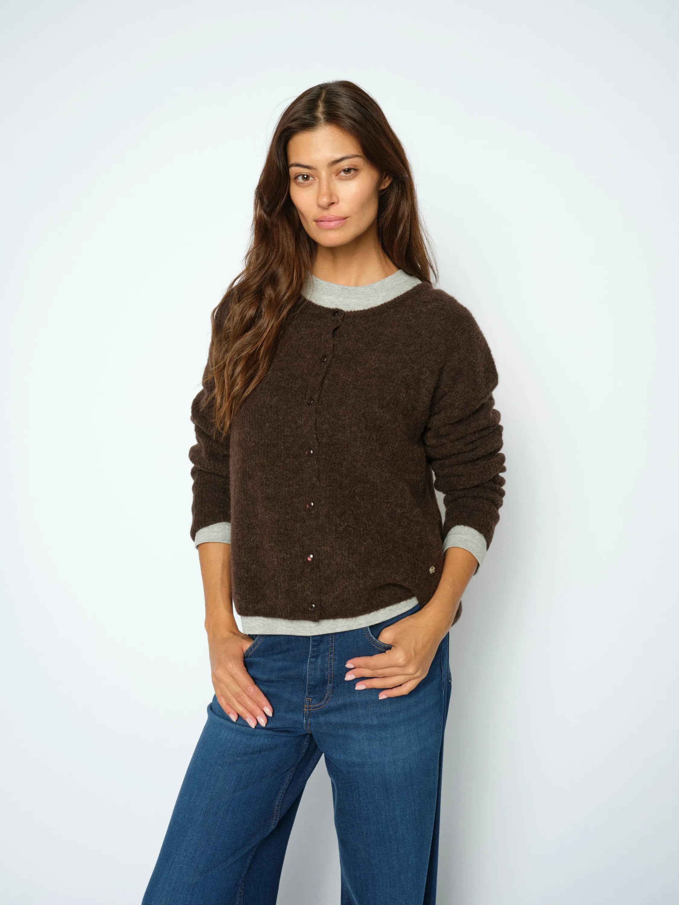 Strickcardigan aus Alpaka-, Wollmix
