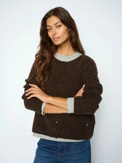 Strickcardigan aus Alpaka-, Wollmix