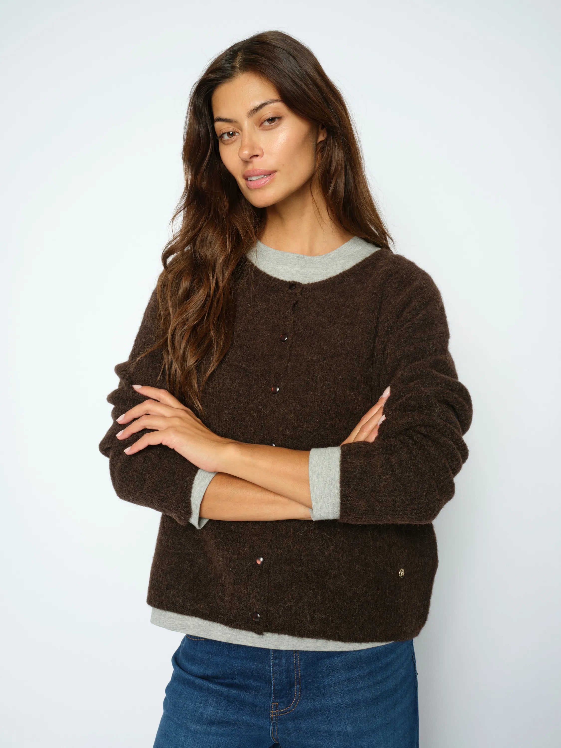 Strickcardigan aus Alpaka-, Wollmix