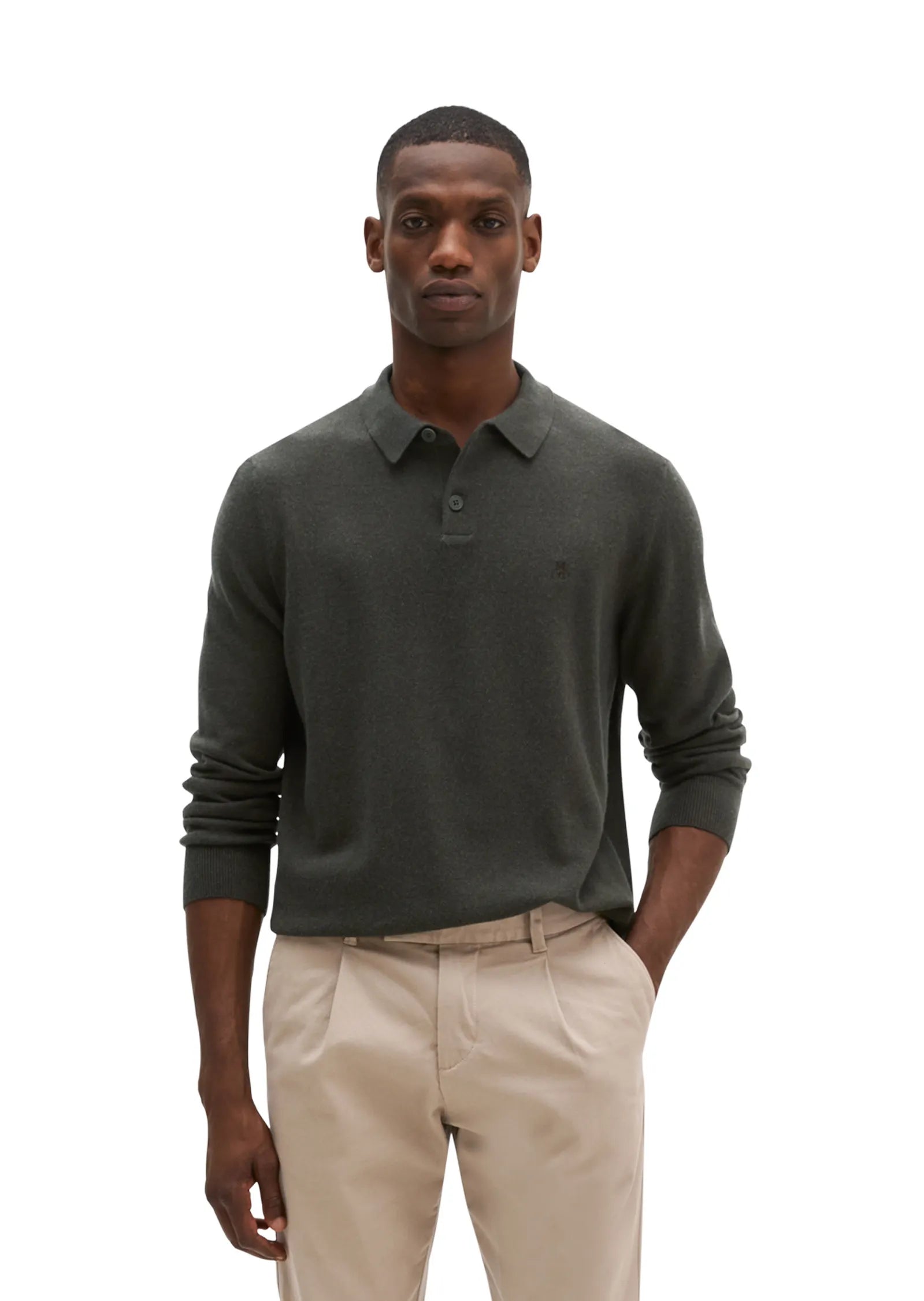 Strick-Poloshirt aus Schurwoll-Mix