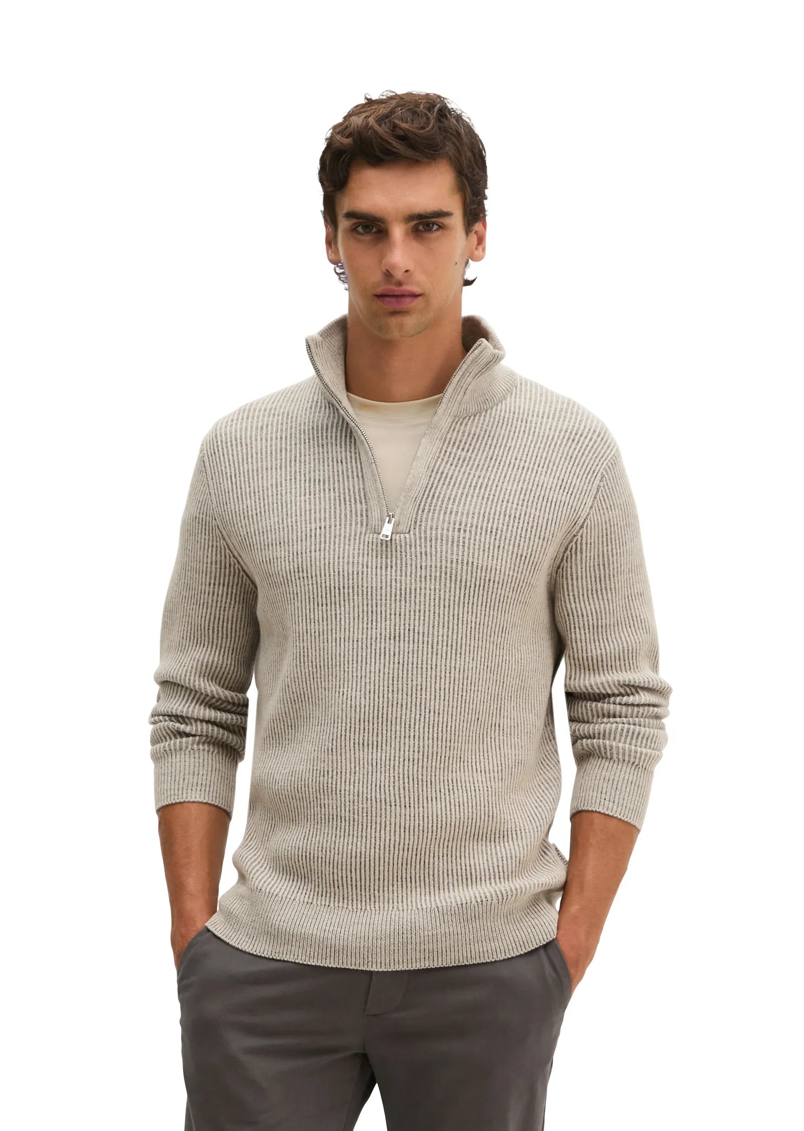 Strickpullover mit Troyer-Kragen Regular Fit
