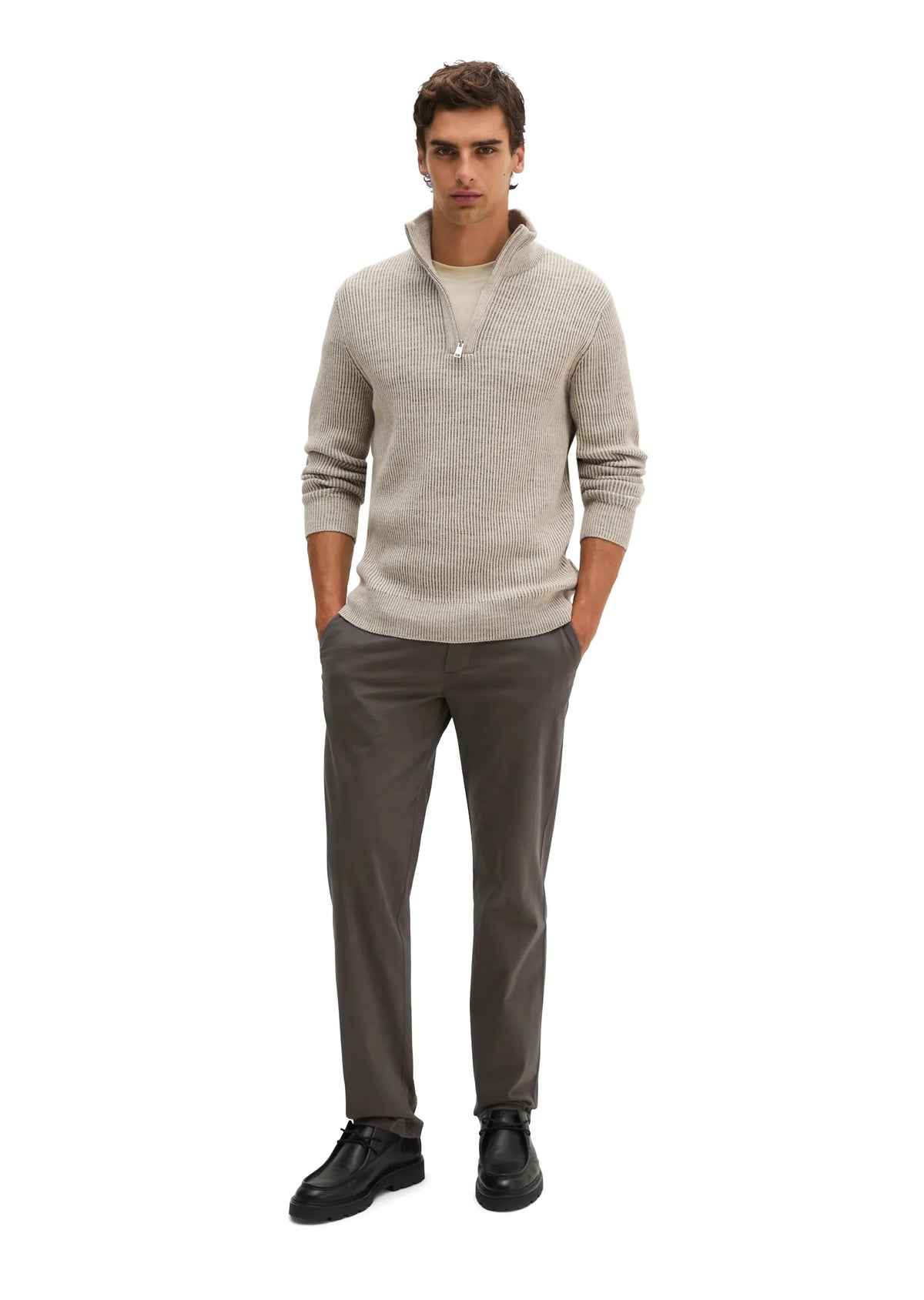 Strickpullover mit Troyer-Kragen Regular Fit