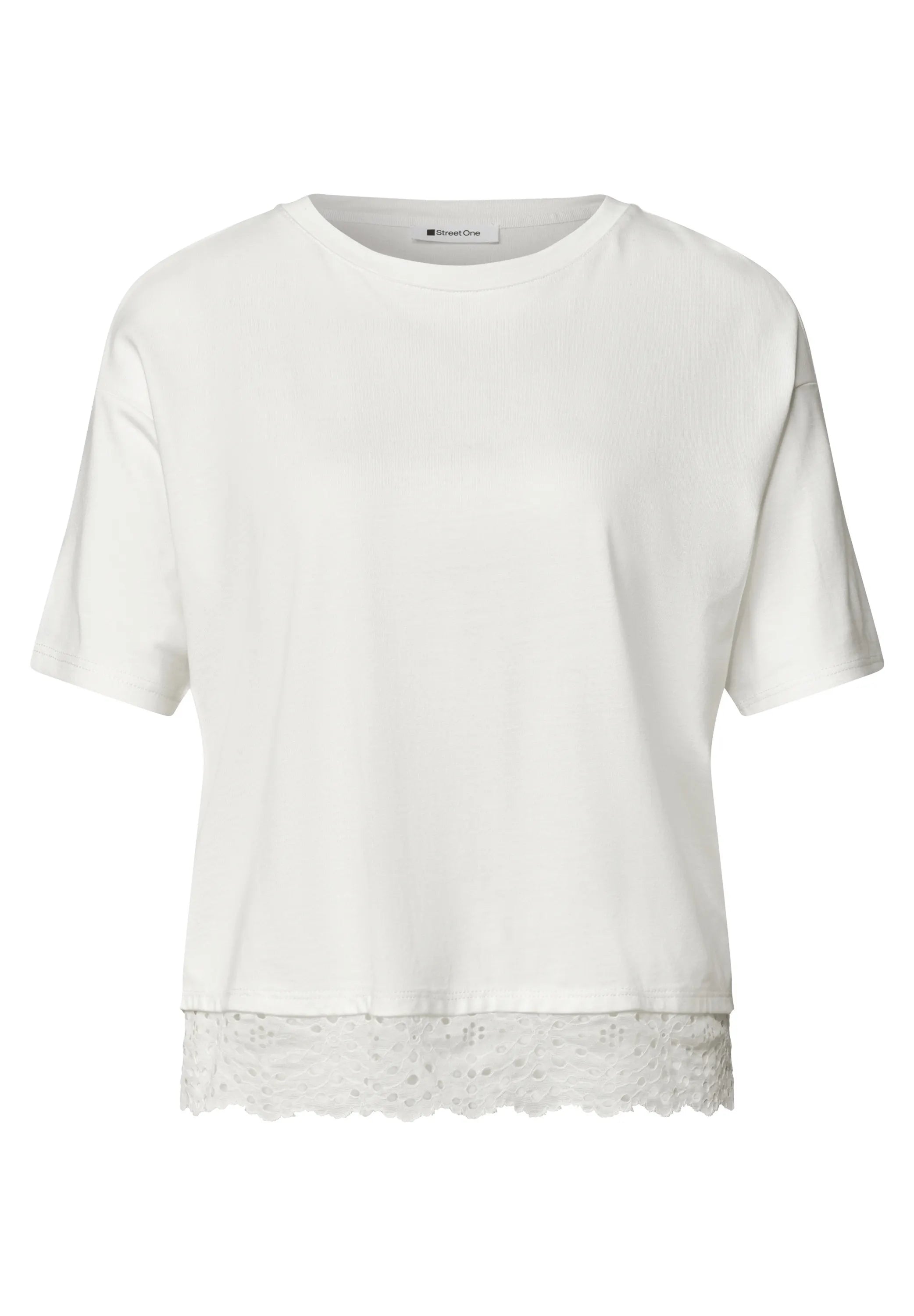T-Shirt aus Baumwollmix mit Spitze