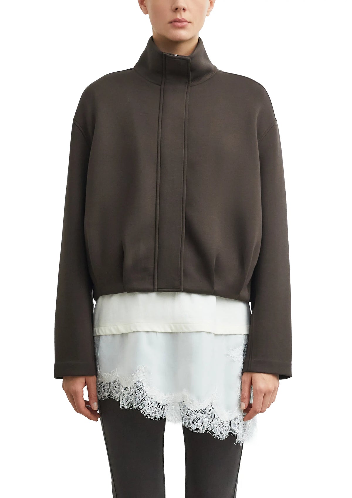 Scuba-Blouson mit Funnelneck