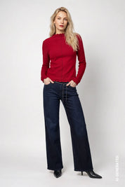 Langarmshirt mit gewelltem Saum