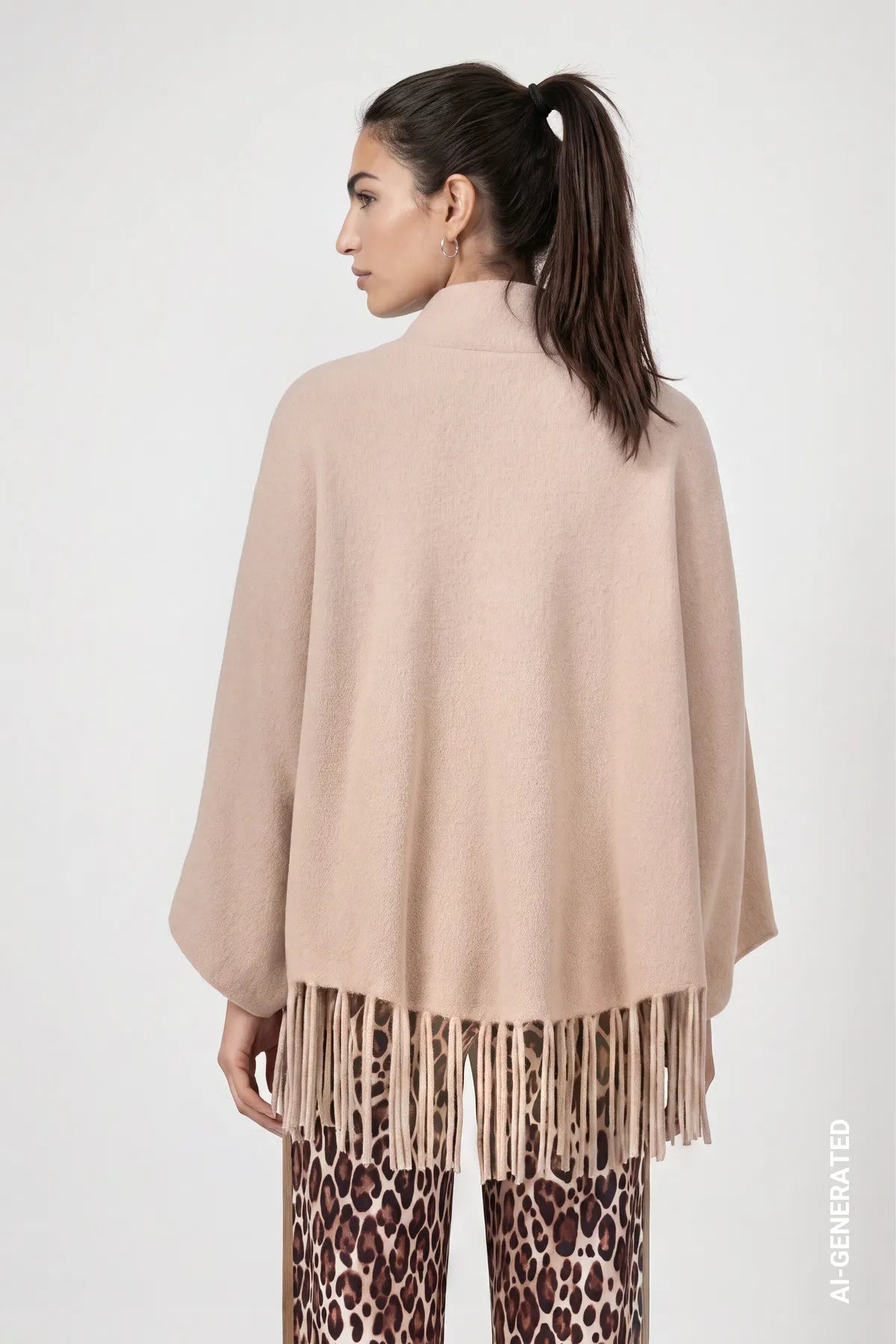 Strickcape mit Fransen