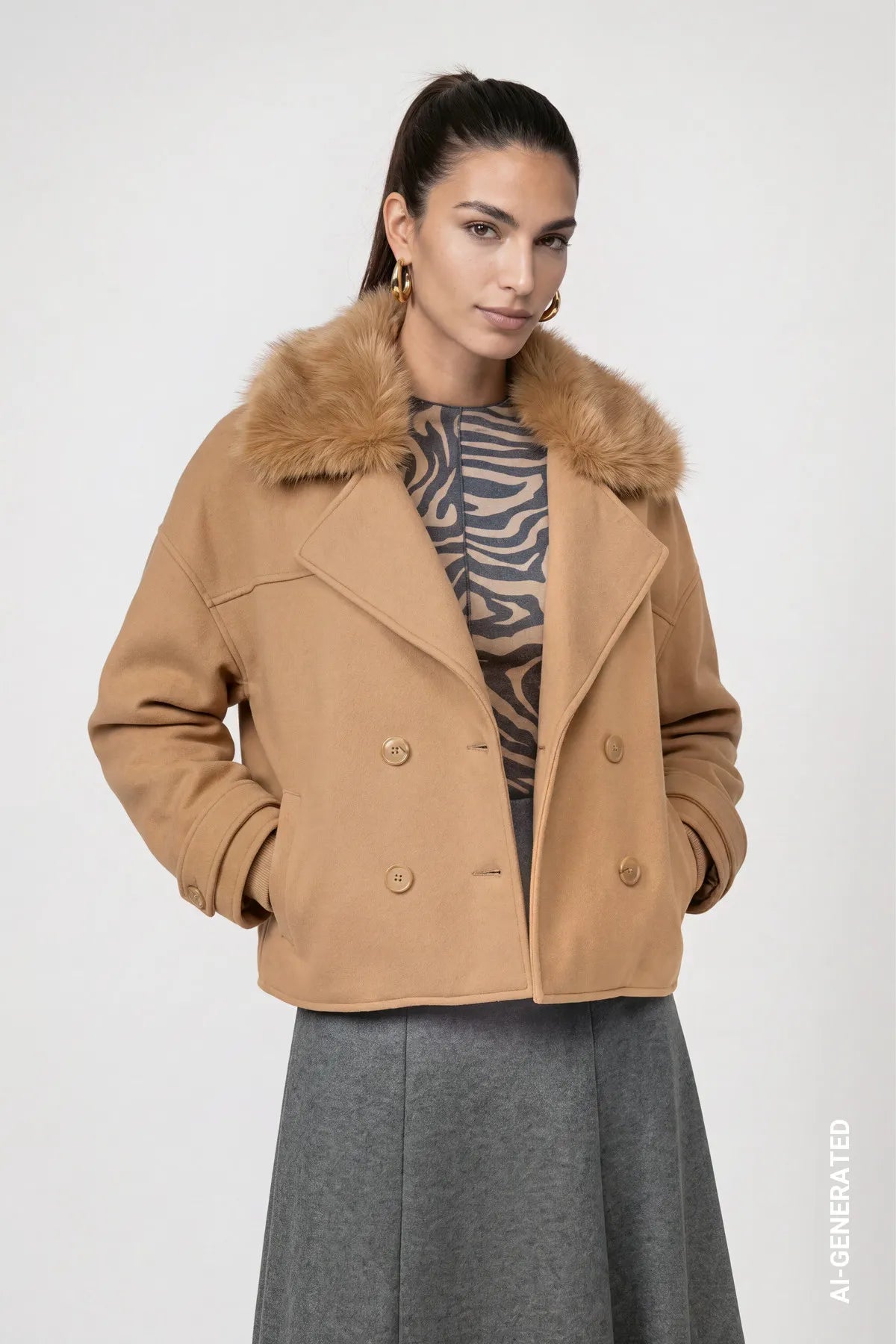 Jacke mit Kunstfellkragen