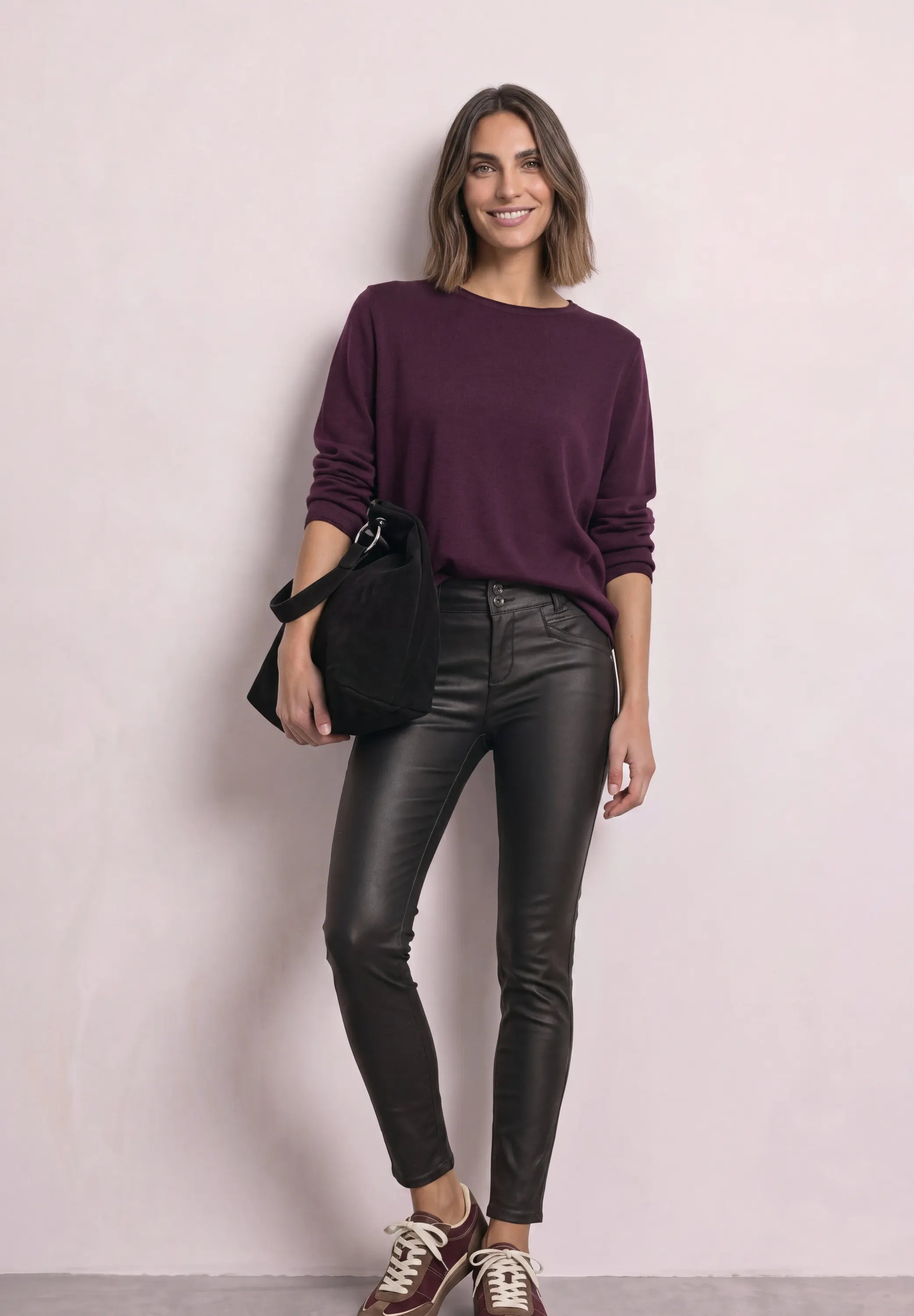Hose in Leder-Optik Slim Fit
