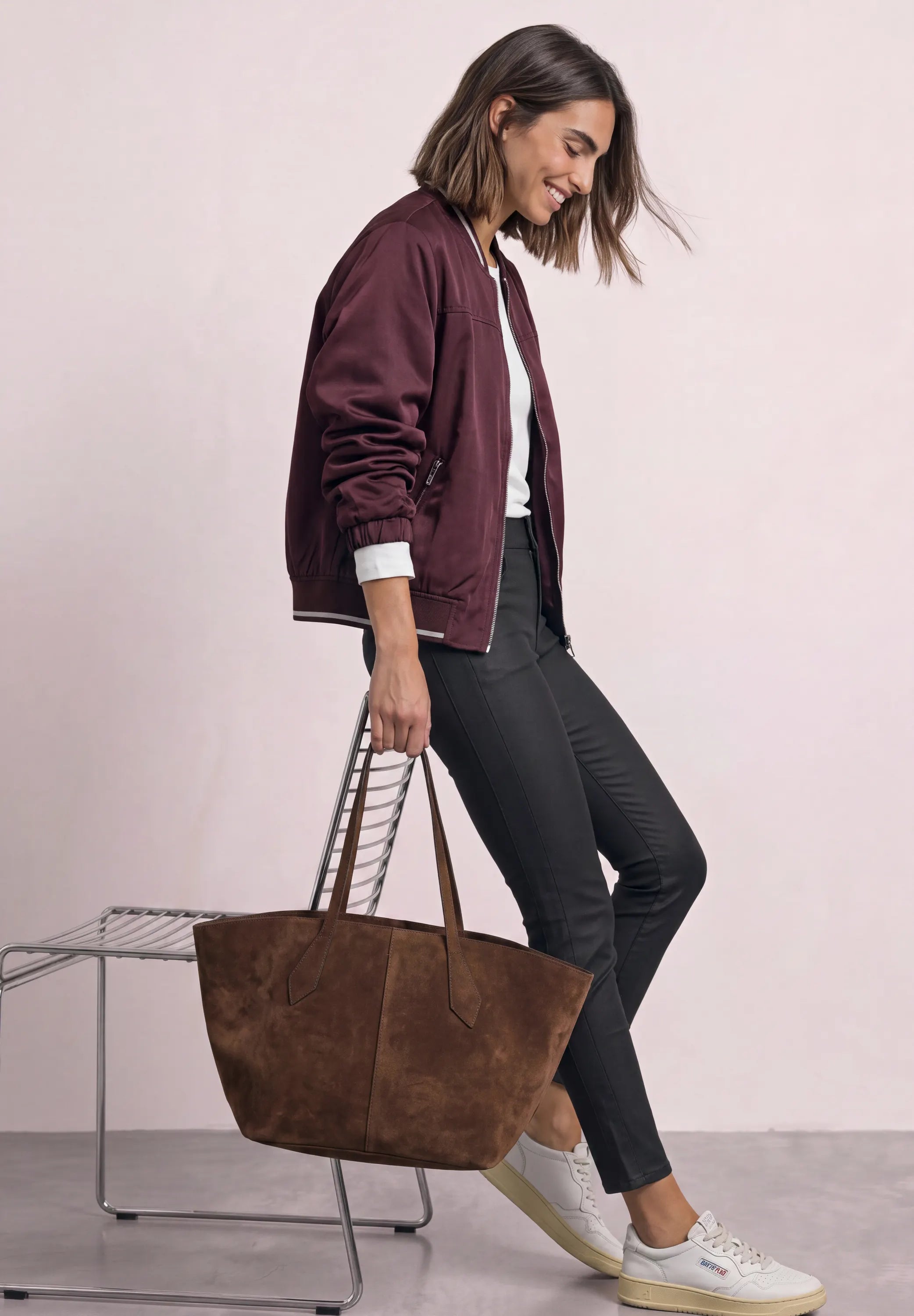 Hose in Leder-Optik Slim Fit