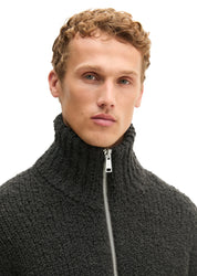 Bouclé-Strickjacke aus Schurwoll-Mix